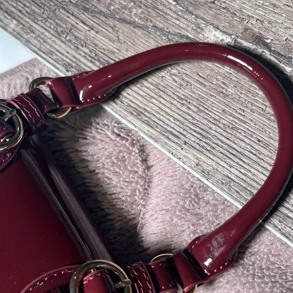 Call It Spring Glossy Burgundy Mini Top-Handle Bag - Picture 6 of 12